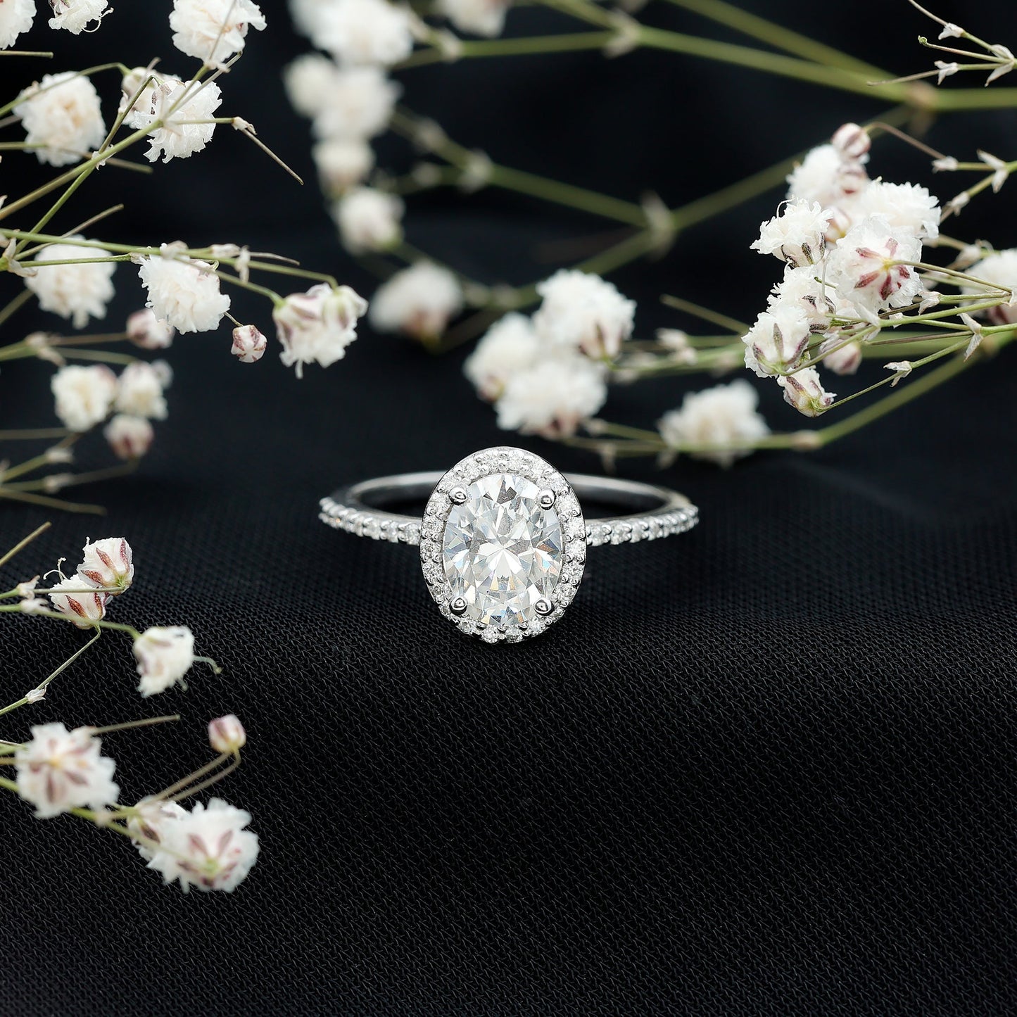 Oval Brilliant Cut Moissanite Classic Engagement Ring