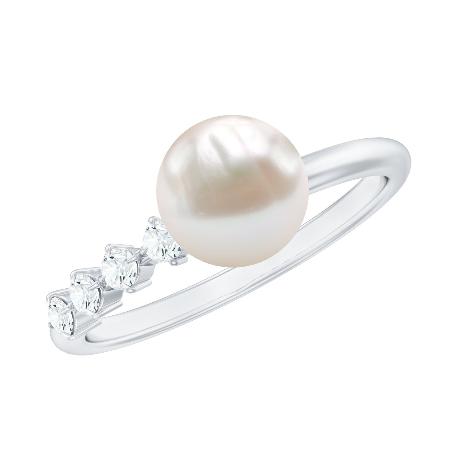7.4 Carat Freshwater Pearl Engagement Ring with Diamond for Women