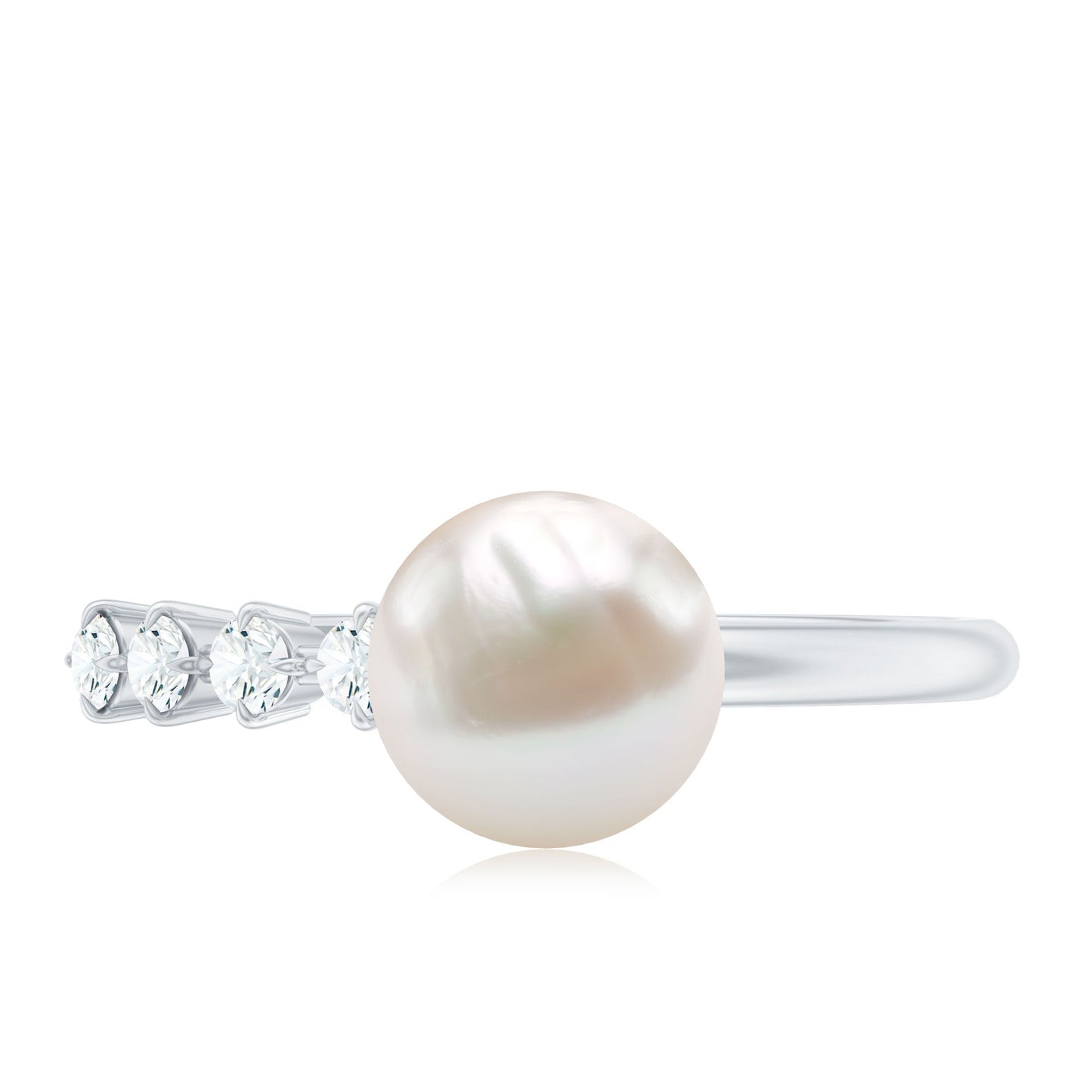 7.4 Carat Freshwater Pearl Engagement Ring with Diamond for Women