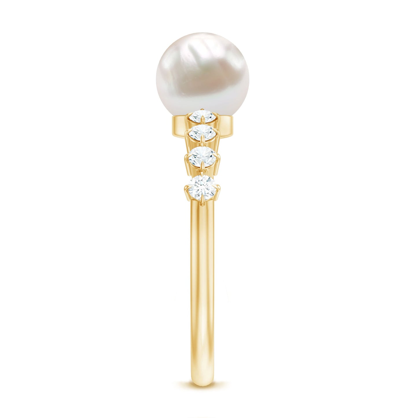 7.4 Carat Freshwater Pearl Engagement Ring with Diamond for Women