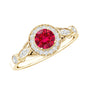 Antique Inspired Lab Created Ruby and Diamond Engagement Ring