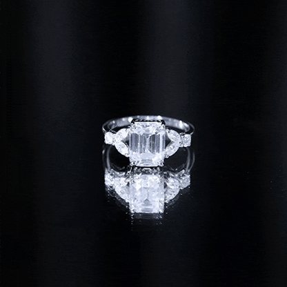 Claw Set Emerald Cut Moissanite Designer Engagement Ring