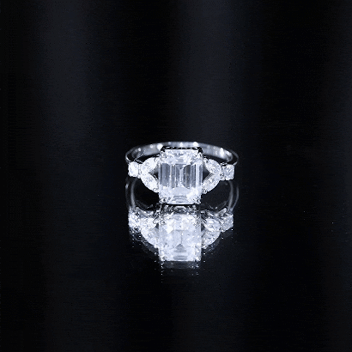 Claw Set Emerald Cut Moissanite Designer Engagement Ring