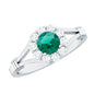 Certified 0.8 Carat Lab Grown Emerald Diamond Flower Engagement Ring with Split Shank
