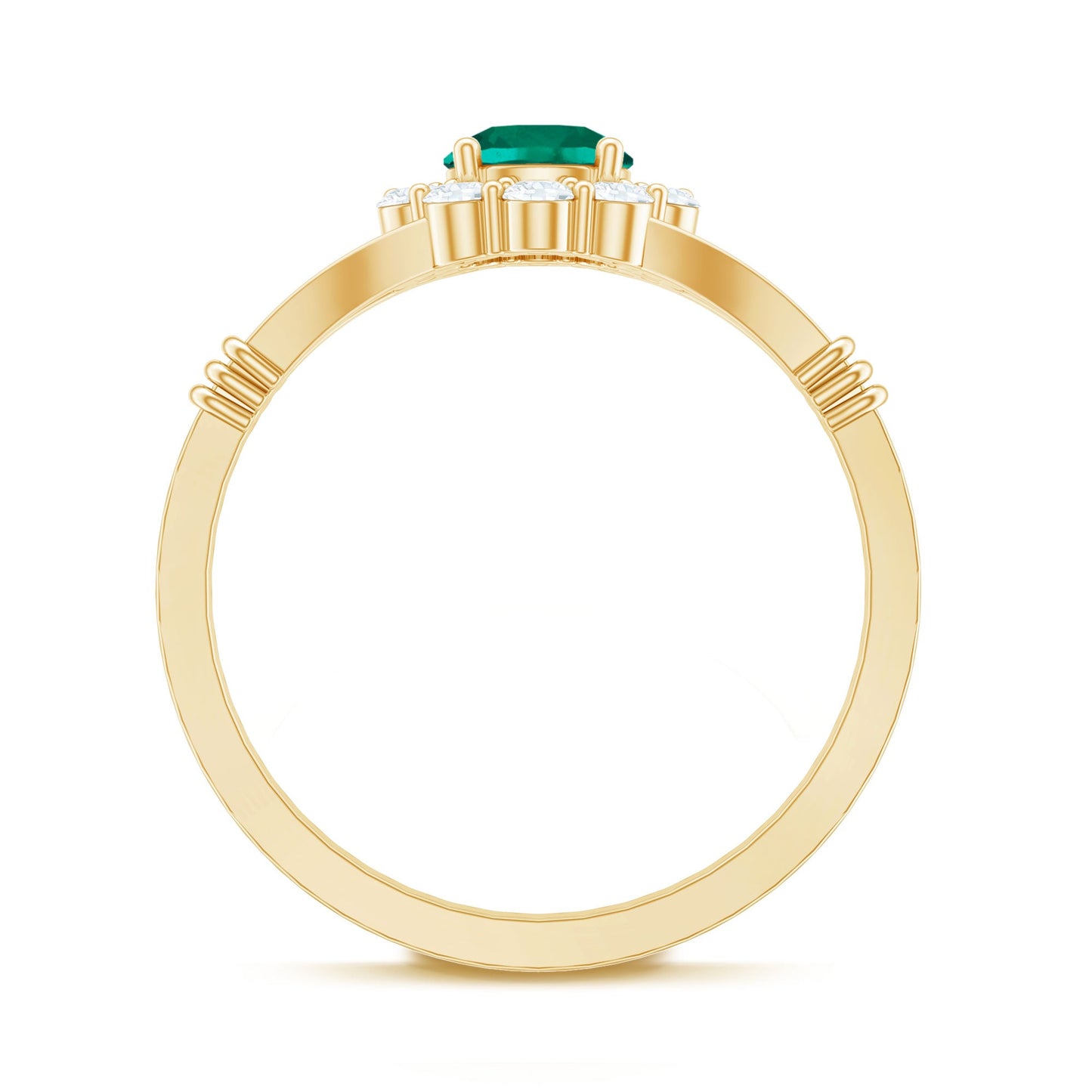 Certified 0.8 Carat Lab Grown Emerald Diamond Flower Engagement Ring with Split Shank