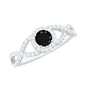 Certified 0.84 Carat Lab Grown Black Diamond Engagement Ring with Criss Cross White Diamond