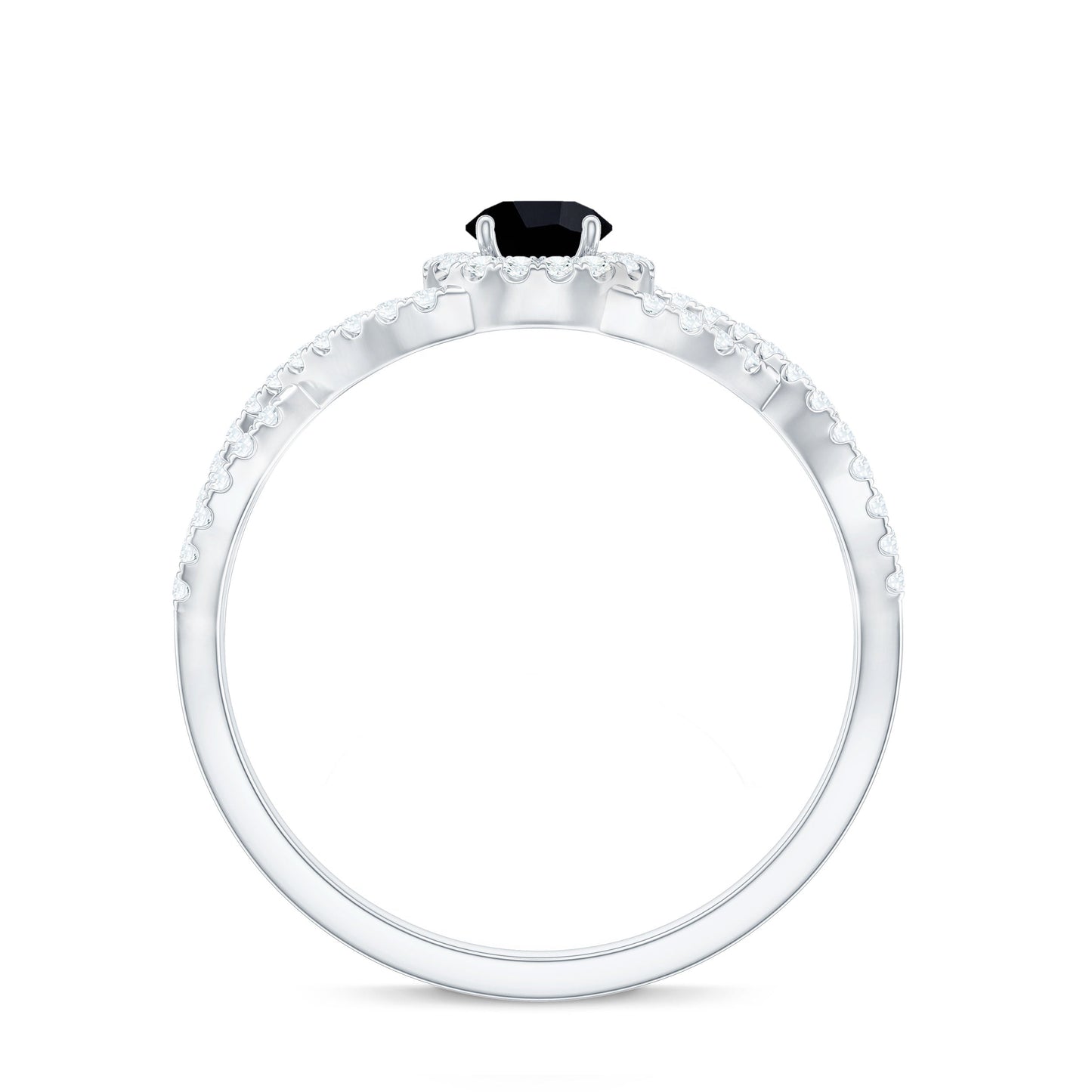 Certified 0.84 Carat Lab Grown Black Diamond Engagement Ring with Criss Cross White Diamond
