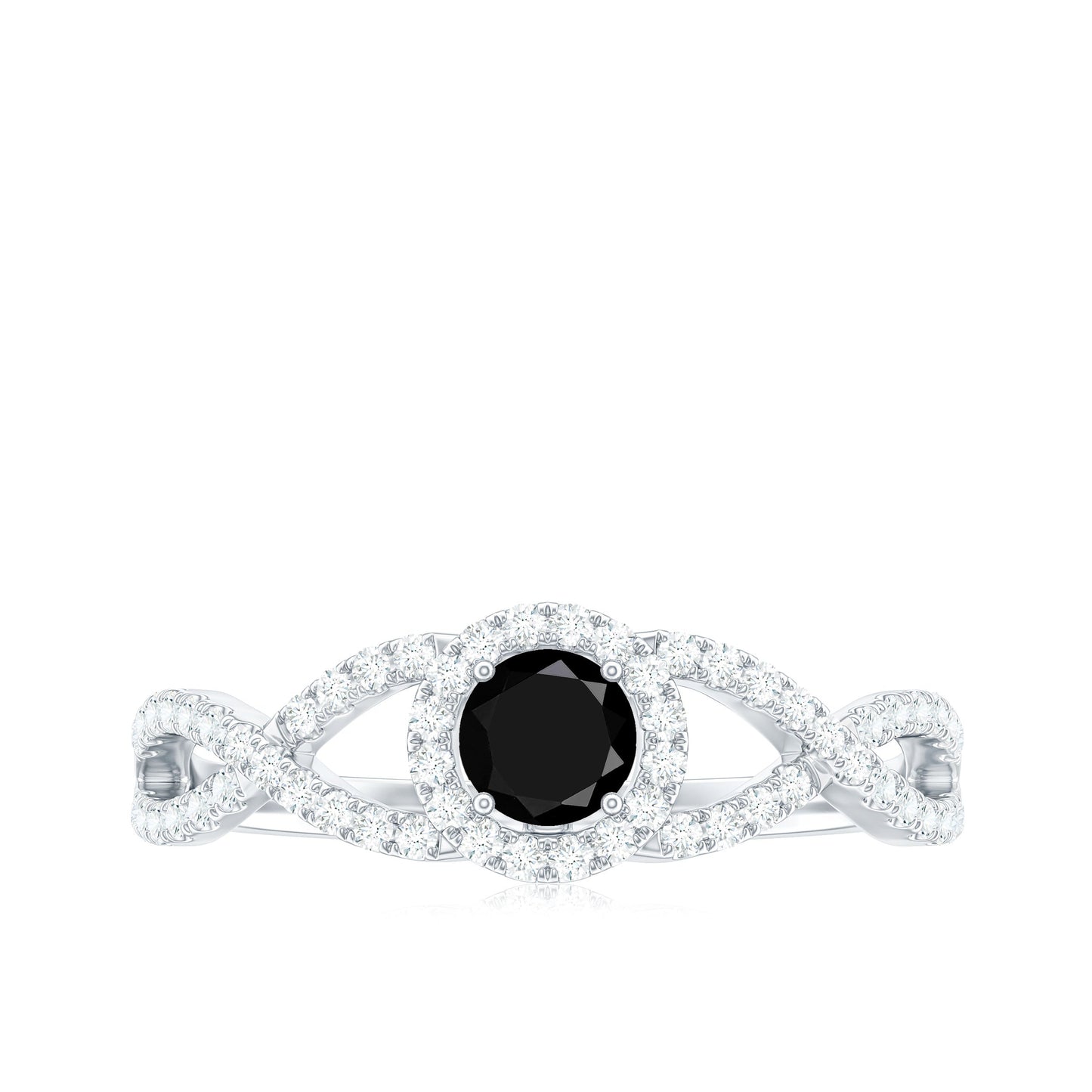Certified 0.84 Carat Lab Grown Black Diamond Engagement Ring with Criss Cross White Diamond
