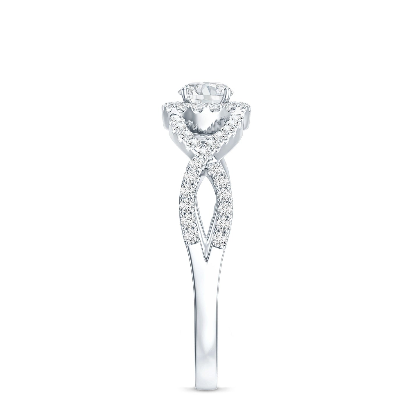 Round Shape Moissanite Crossover Engagement Ring for Women