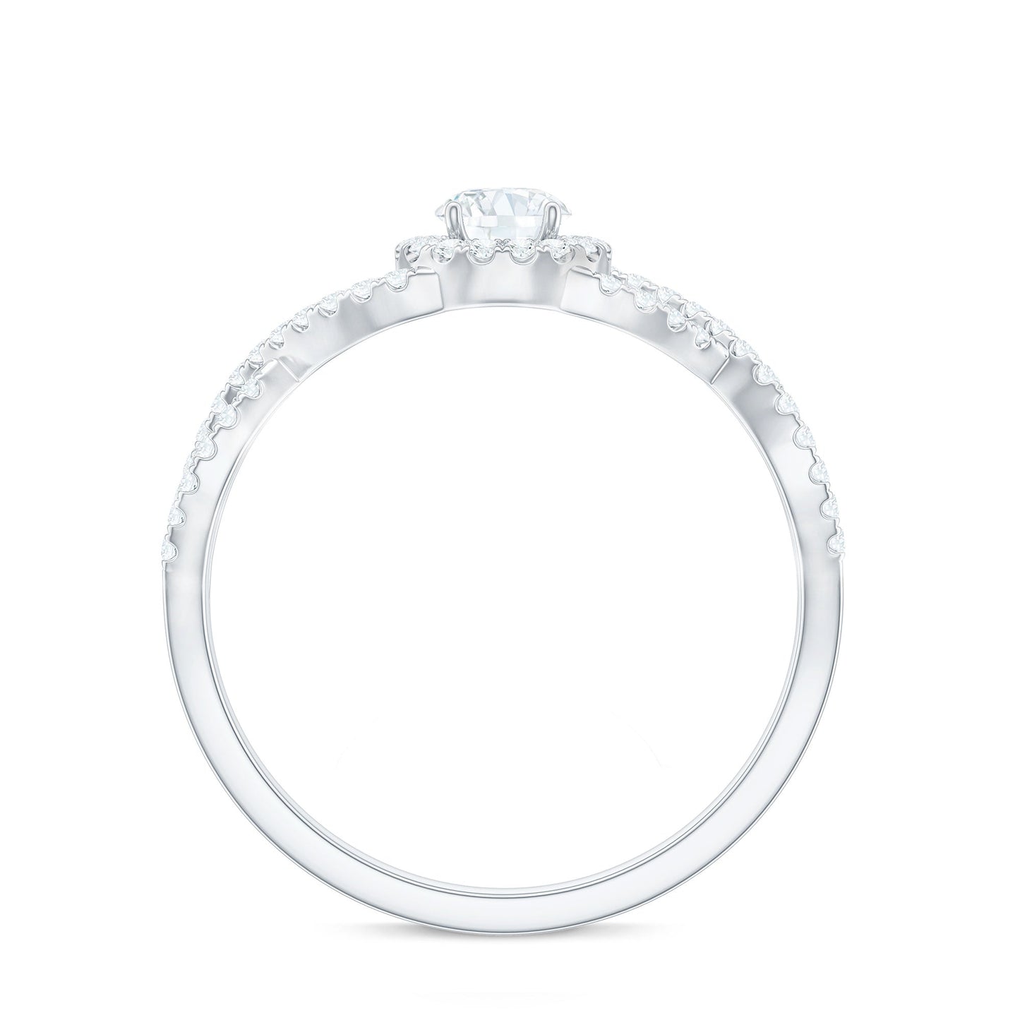 Round Shape Moissanite Crossover Engagement Ring for Women