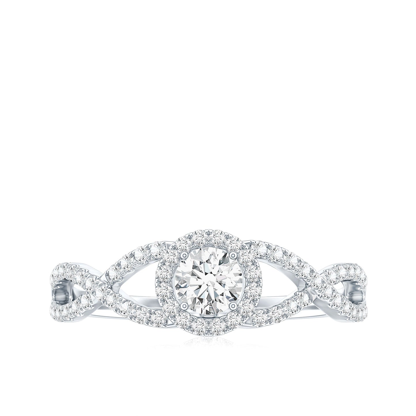 Round Shape Moissanite Crossover Engagement Ring for Women
