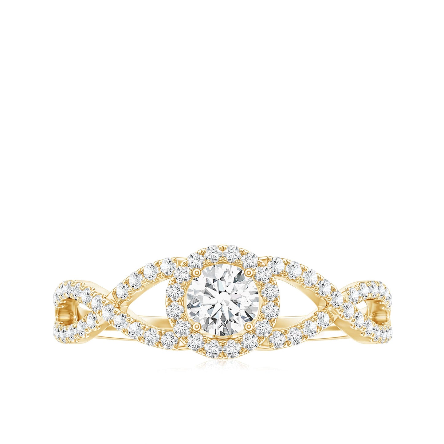 Round Shape Moissanite Crossover Engagement Ring for Women