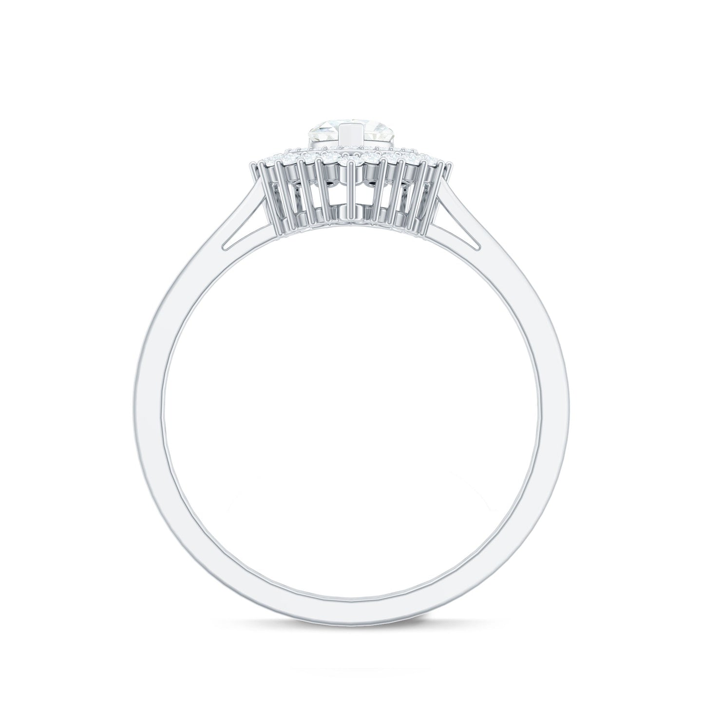 Heart Shape Moissanite Engagement Ring with Double Halo