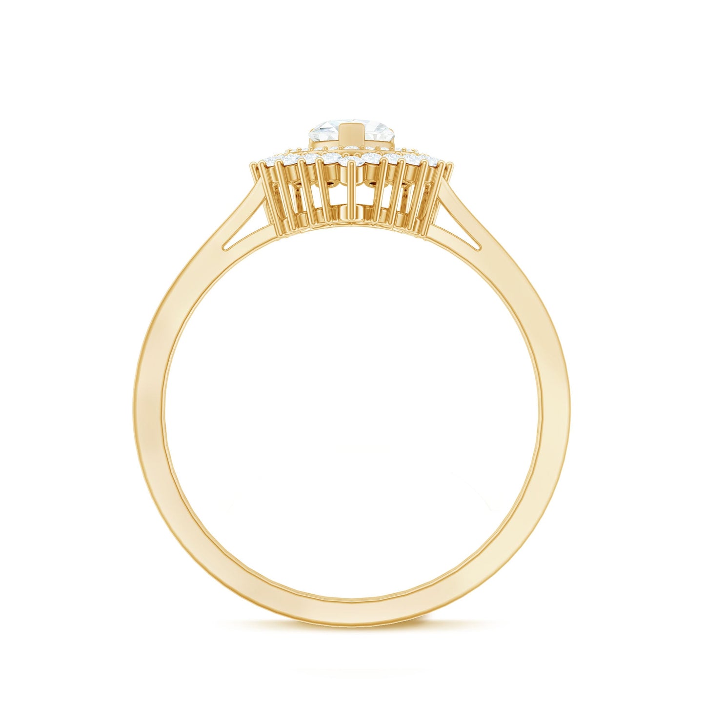 Heart Shape Moissanite Engagement Ring with Double Halo