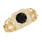 Vintage Style 0.84 Carat Lab Grown Black Diamond Engagement Ring with White Diamond
