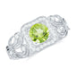 Vintage Style 0.5 Carat Peridot Engagement Ring with Diamond Halo