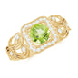 Vintage Style 0.5 Carat Peridot Engagement Ring with Diamond Halo