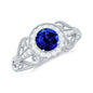 Certified 0.6 Carat Lab Grown Blue Sapphire Retro Engagement Ring with Diamond