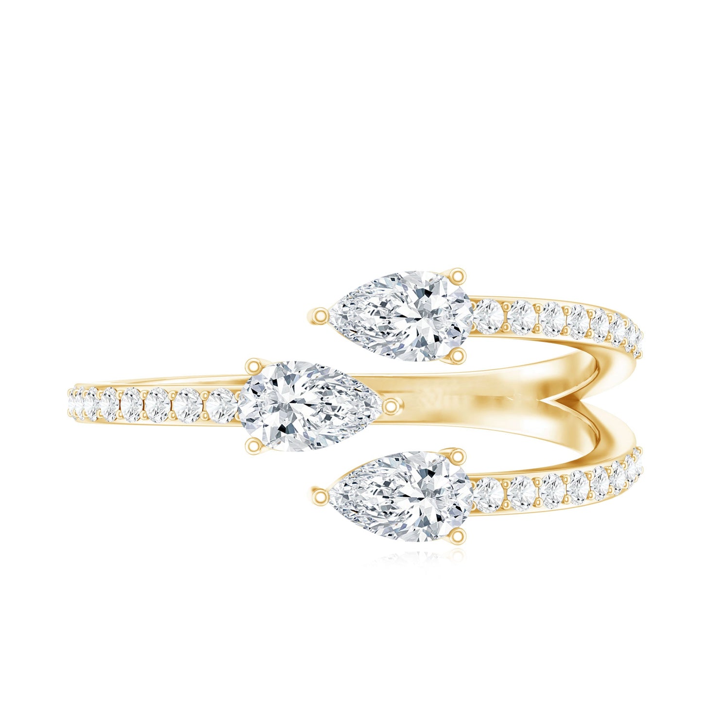 East West Style Moissanite 3 Stone Wrap Ring