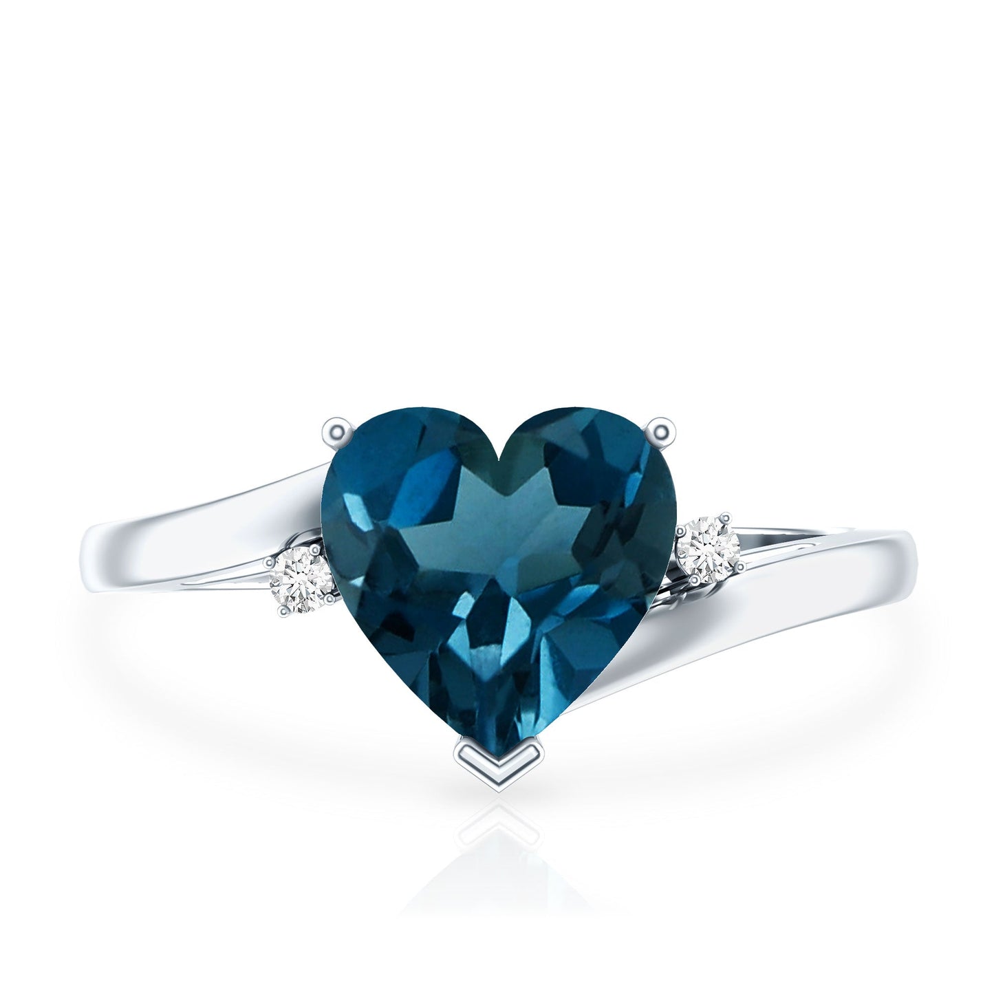 Heart Shaped London Blue Topaz Engagement Ring with Diamonds