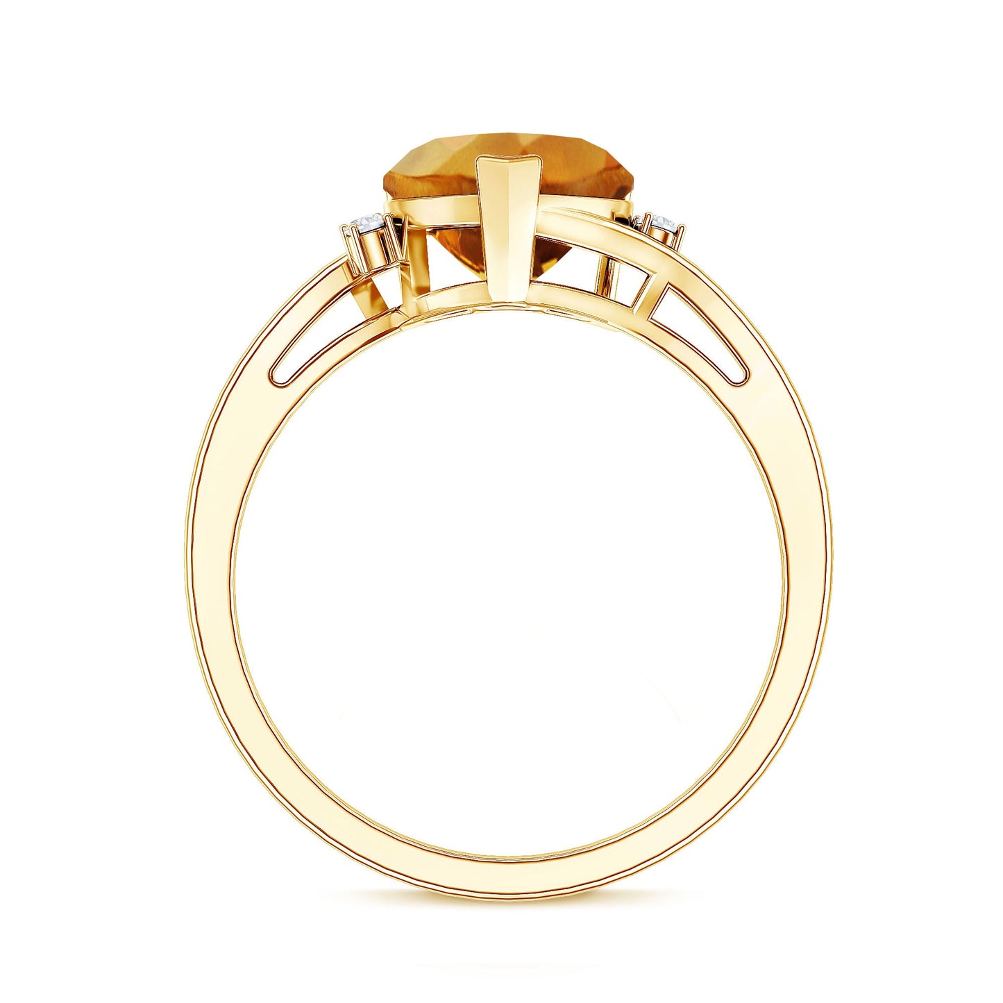 Natural 2 Carat Citrine Heart Engagement Ring with Diamond