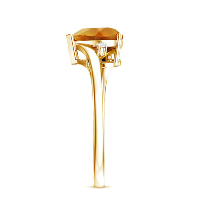 Natural 2 Carat Citrine Heart Engagement Ring with Diamond