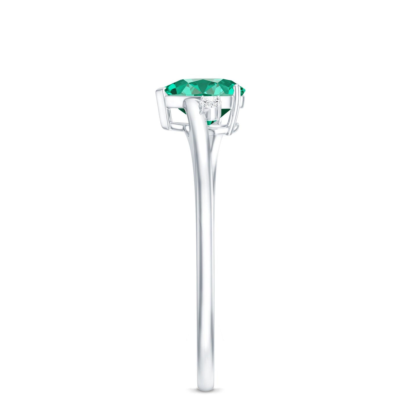 Certified Lab Grown Emerald Heart Shaped Promise Engagement Ring with Diamond