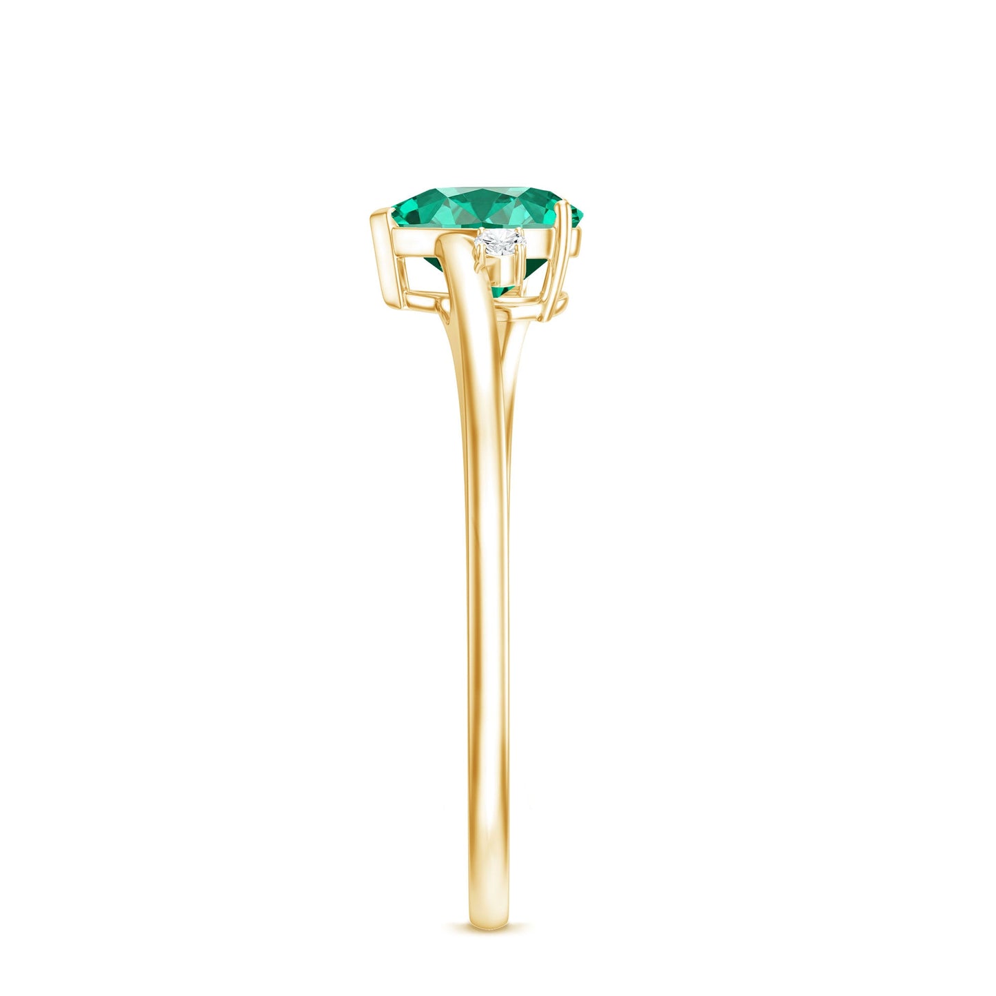 Certified Lab Grown Emerald Heart Shaped Promise Engagement Ring with Diamond