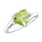 Real 2 Carat Peridot Heart Engagement Ring with Diamond