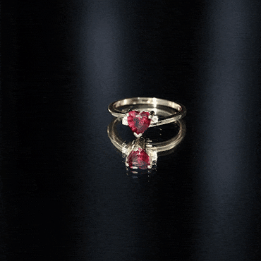 Heart Shape Lab Grown Ruby Solitaire Promise Ring with Diamond