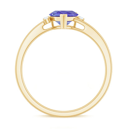 Certified Real Tanzanite Heart Promise Ring with Diamond