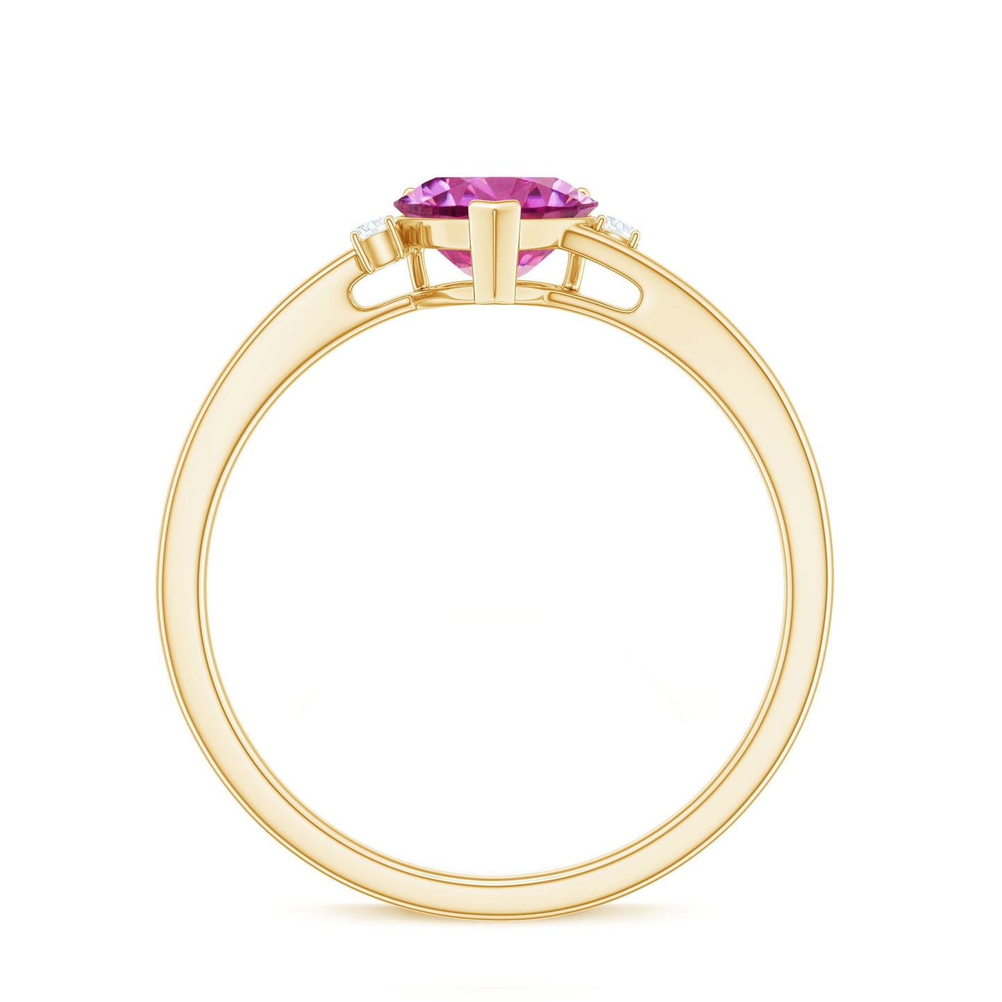 0.9 Carat Heart Shape Pink Tourmaline Solitaire Promise Ring with Diamond