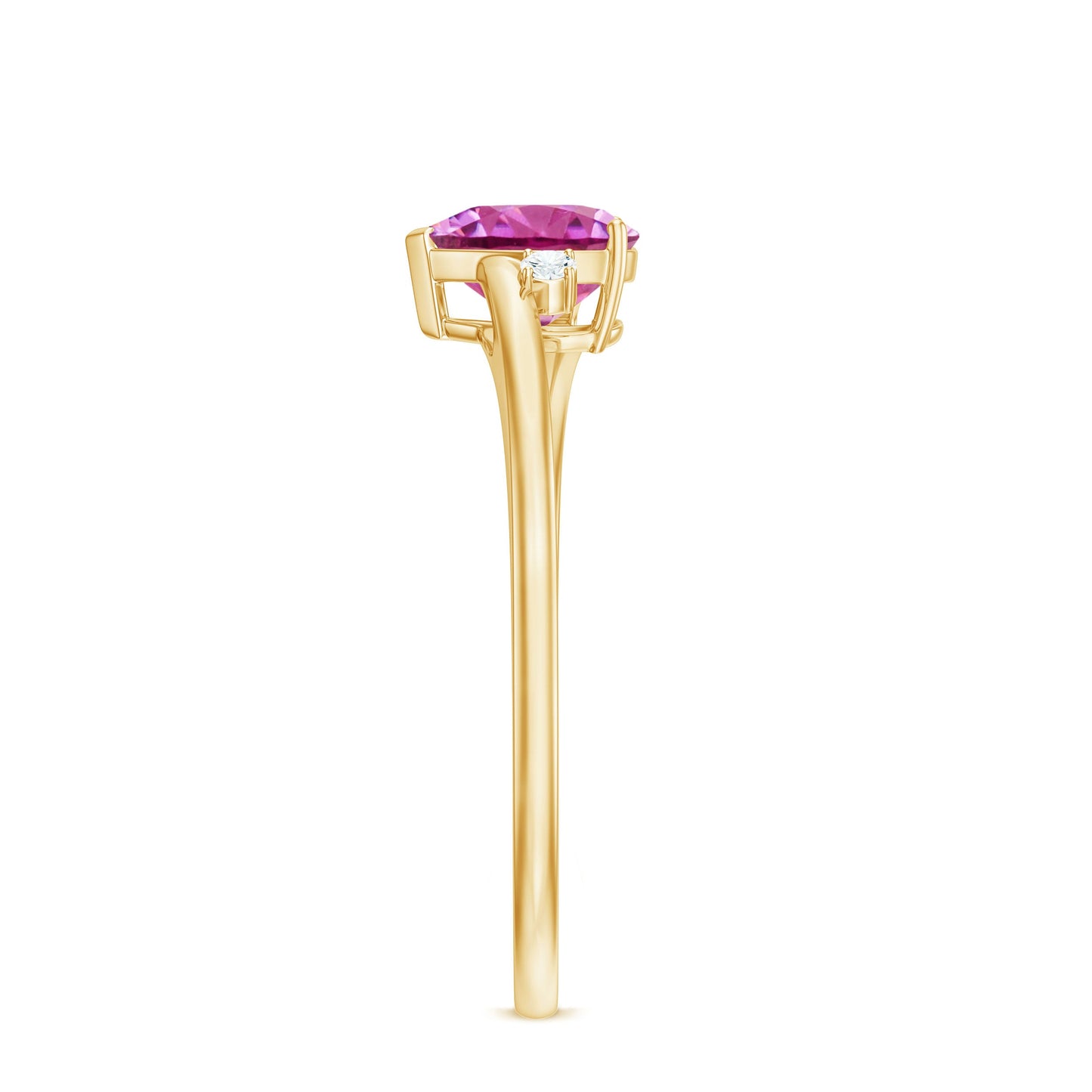 0.9 Carat Heart Shape Pink Tourmaline Solitaire Promise Ring with Diamond