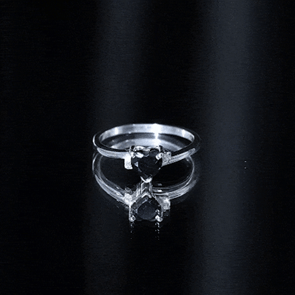 Heart Shaped Black Onyx Engagement Ring with Diamonds