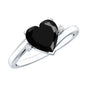 Heart Shaped Black Onyx Engagement Ring with Diamonds