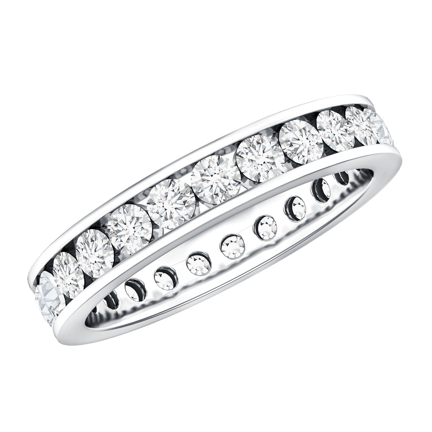 Channel Set Round Moissanite Full Eternity Band Ring