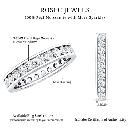 Channel Set Round Moissanite Full Eternity Band Ring