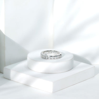 Channel Set Round Moissanite Full Eternity Band Ring