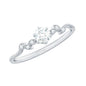 Minimalist Moissanite Leaf Promise Ring with Beaded Detail