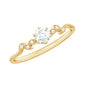 Minimalist Moissanite Leaf Promise Ring with Beaded Detail