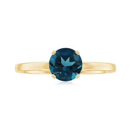1.3 Carat Round London Blue Topaz Solitaire Ring With Certificate