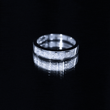 Princess Cut Moissanite Half Eternity Band in Channel Setting