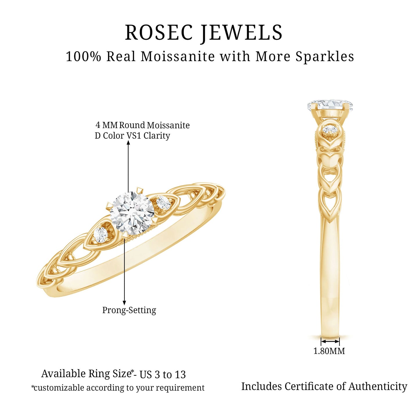 Designer Moissanite Promise Ring for Her
