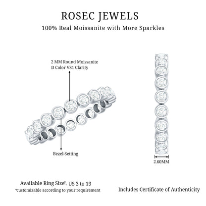 Full Eternity Wedding Band with Bezel Set Moissanite