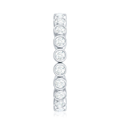 Full Eternity Wedding Band with Bezel Set Moissanite