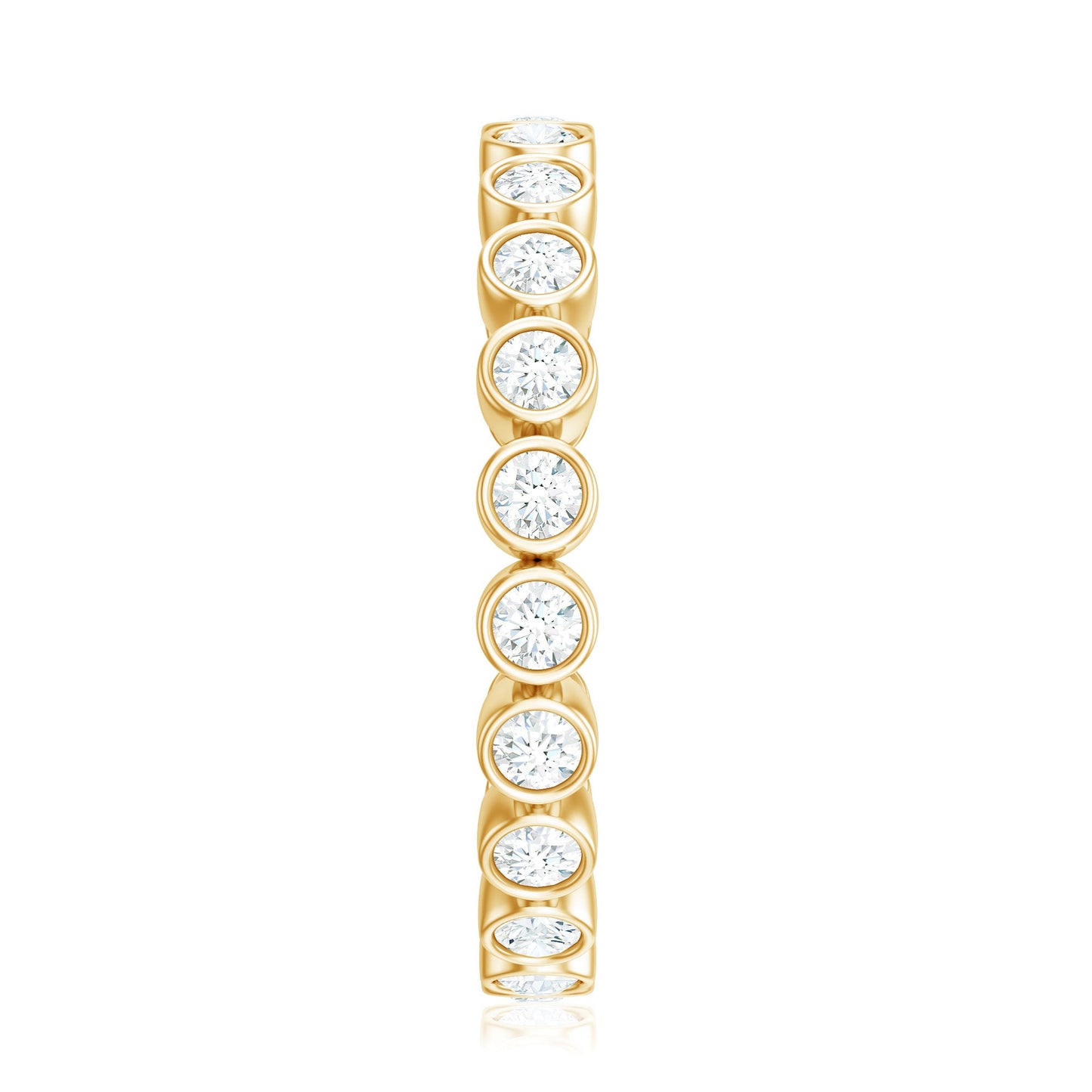 Full Eternity Wedding Band with Bezel Set Moissanite