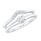 Round Cut Moissanite Engagement Ring with Wedding Band