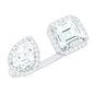 Asscher and Pear Cut Moissanite Two Stone Engagement Ring
