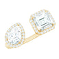 Asscher and Pear Cut Moissanite Two Stone Engagement Ring