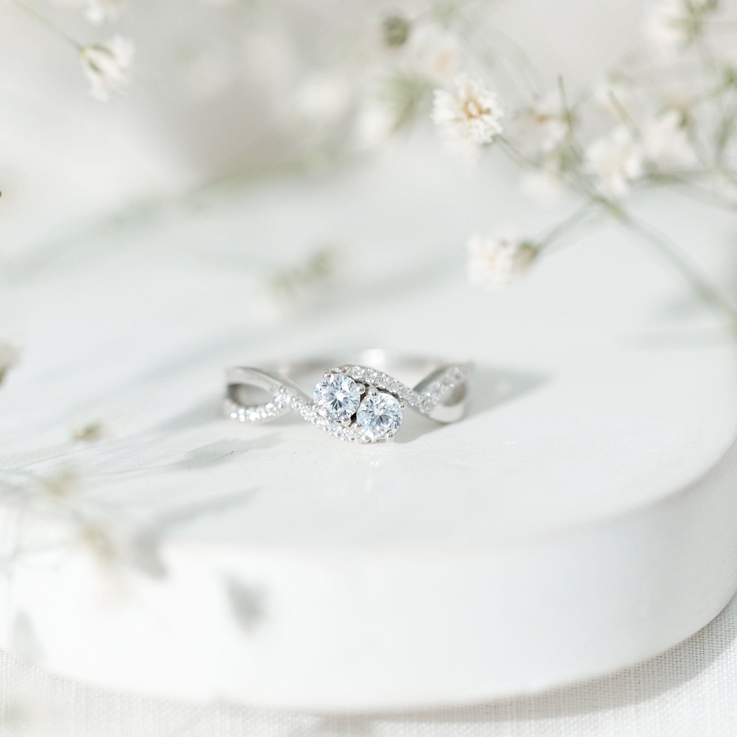 Toi Et Moi Round Moissanite Infinity Promise Ring